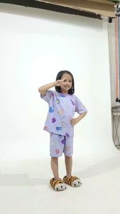 Kiminori NESA.ST Setelan Baju Tidur Anak Perempuan Lengan Pendek