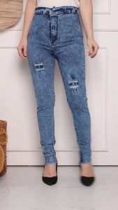 Hw Jeans Ripped Snow Sorana / Celana Pensil Panjang Wanita / Celana Jeans Pensil Wanita