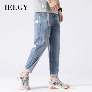 Quần nam ielgy quần jean cắt gấu ống đứng dáng rộng dễ phối