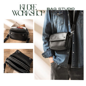 Túi đeo chéo nam da mềm hai ngăn có khoá kéo họa tiết trơn da xịn thời trang phong cách