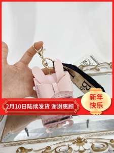 Creative Mini Cylinder Shape Handbag Accessories for Girls with Embroidered Butterfly Knot Cute Round Lipstick Case Keychain Coin Purse