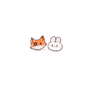 Cartoon Cute Anime Derived Fox Little White Rabbit Fox Flower Rabbit Pity CP Ear Studs Female Ear Clip without Piercing Student