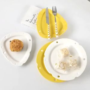 MALOHOME - CHEEZU Plate Ceramic Plates Dessert Motif Keju Piring Lucu Aesthetic Piring Keramik Korean Nordic Home Decor Kitchen Malo Home