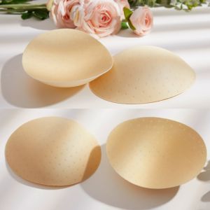 🇲🇾(Ready Stock KL) (2 PAIRS=4PCS) Women Multiple Use Washable Beige Oval Removable Span Pad Cotton Wedding Sport Cups Bra Breathable Inserts Sponge Pads