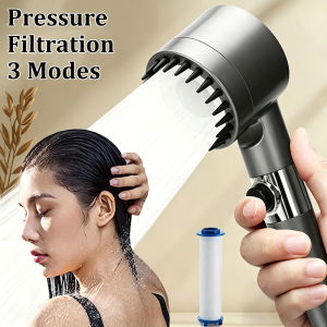 High Pressure Filter Shower Head 3 Modes One-key Stop Water Massage Clean Powerful Pressurized Shower Nozzle