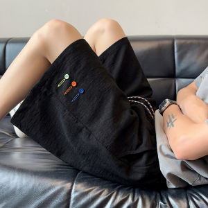 YISHIFANHUA | Minimalist Design Youth Colorful Button Drawstring Straight Leg Shorts