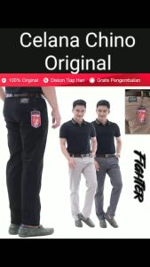 FIGHTER Celana Chino Panjang Pria Dewasa Slimfit Distro Premium Katun Combed Stretch Jumbo Size 2023