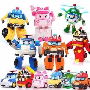 Sét 6 xe Poli- Biệt Đội Xe Cứu Hộ Robocar Poli và những người bạn. Đồ chơi ô tô Biến Hình quà tặng dễ thương cho trẻ em