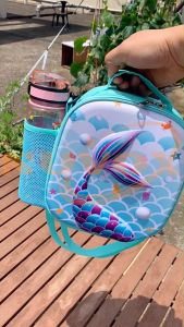 NUVOX 3D Lunch Bag With Bottle Pocket Cartoon Waterproof Insulation With Wear-resistant Material For Children Kid For School Picnic(DinosaurUnicorn)