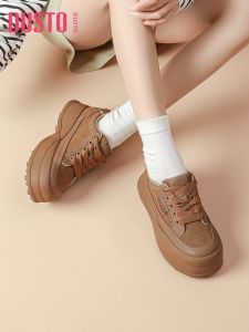 DUSTO | Dép Nữ Thời Trang Mũi Nhọn Đế Béo Màu Nâu