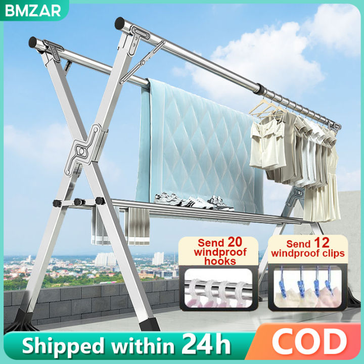 【Free Shipping】Foldable Sampayan Stainless Clothes Rack Laundry Drying Rack Sampayan Indoor