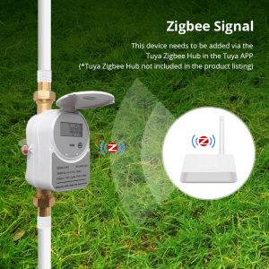 zemismart Tuya Zigbee Ultrasonic Water Meter with Valve FunctionOutdoor Garden Irrigation Valve LCD Display Water Quantity Flow Consumption Measurement IP68 App ControlZigbee hub needfor DN15/20/25MM Pipe