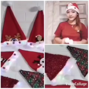 TOPI NATAL LED TIMBUL 3D IMPORT PREMIUM / TOPI NATAL DEWASA BORDIR BLINK-BLINK / TOPI NATAL DEWASA MOTIF SANTA CLAUS SNOWMAN / TNDL9610