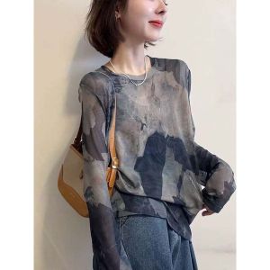 Ink Wash Slim Loose Long-Sleeve T-Shirt