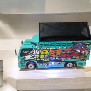 MINIATUR TRUK OLENG FULL LAMPU LED DAN TERPAL WARNA BIRU MUDA
