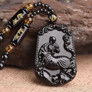 1 mens trendy and personalized obsidian zodiac pendant fashionable necklace outdoor travel party holiday gift