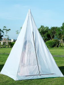 Portable Folding Pyramid Meditation Zen Study Mosquito Net Single Person Outdoor Camping Tent Carabiner Breathable Waterproof
