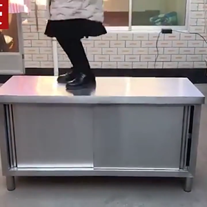 YOYO 304 Stainless Steel Kitchen Storage Work Table | Sliding Door Cabinet | Commercial Food Prep Workbench | Heavy Duty Organizer