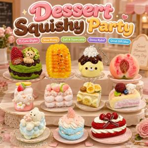 Dessert Squishy Toy Slow Rebound Stress Relief Squeeze Toy Soft Sensory Toy Cute Food Squishy Mini Portable Bag Charm For Kids Adults Girls Boys Collectible Toy Gift Birthday Gift