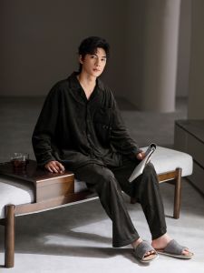 yuenei | YueNei Mens Winter Pajamas Thickened Coral Fleece Sleepwear Long Sleeve Long Pants Home Leisure Suit Warm and Comfortable