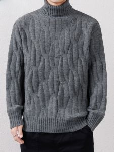HENGYUANXIANG | Hengyuanxiang Mens Thickened High Collar Sweater Winter Warm Casual Knitted Base Layer Grey Inner Wear City Fashion Polyester Fiber