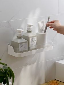 【Agate ของแท้】ชั้นวางของ ชั้นวางของในห้องน้ำ ชั้นวางติดผนัง พลาสติก ชั้นวางแขมพู ตะกร้าวางของ ชั้นวางของติดผนัง  สวยงาม