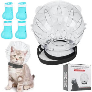 Kitten Head Protective Space Ball Pet Grooming Cover Accessories for Cats Breathable Muzzle Mask Helmet Bath Supplies