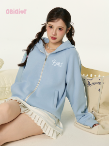 Gbiaior | Puppy Print Double Zipper Sandwich Air Layer Hoodie