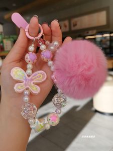 Handmade Beaded Bracelet Mobile Phone Strap Butterfly Graffiti Painting High-End Womens Style Keychain Lanyard Anti-Loss Phone Case