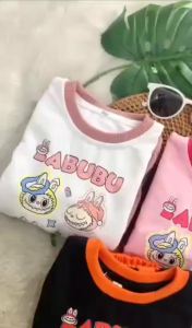 Setelan Anak Perempuan Labubu Celana Cargo 1-10 Tahun Baju Kaos Crop Lengan Pendek