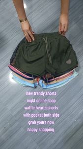 MGKT Hearts Shorts Waffle Short Shorts with Pocket Both Side DTF logo used