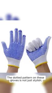 5PAIR Dotted Cotton Gloves WHITE Rubber Dots