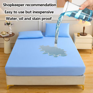 1pc Waterproof Quilted Mattress Protector Breathable Mattress Cover Anti-mite Anti-bacterial Fitted Bed Sheet (No Pillowcase)