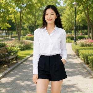 Womens Casual Plain Structure Line Pockets Shorts