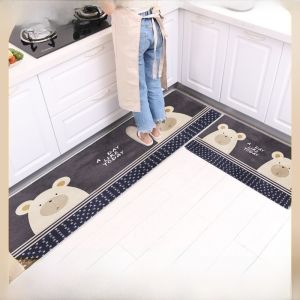 Thickened Crystal Velvet Kitchen Mat Long Rectangle Home Carpet Water And Oil Absorbent Anti-Slip Cartoon Door Mat Dirt Resistant