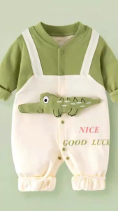 Bodysuit dài tay cho bé Dakimi Hình Thú dễ thương mẫu yếm cá sấu bé gái bé trai chất thun mẫu quần áo sơ sinh 0-12M