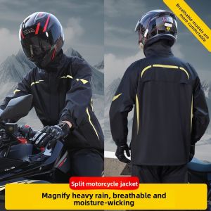 Thickened Long Motorcycle Rain Suit Fishing Mens Style Electric Vehicle Raincoat Set Separate Jacket And Pants Reflective Anti-violent