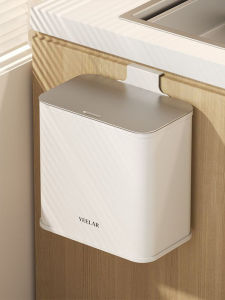 Stainless Steel Wall-Mounted Trash Can No-Bend-Over Design Kitchen Bathroom Storage Bucket Double-Layer Wall Hanging Bin