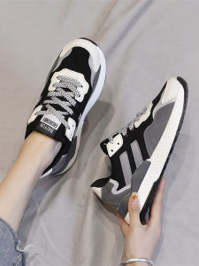 Lightweight Sport Womens Shoes Shock Absorption Black Casual Running Shoes Trendy 2025 Spring Autumn Versatile Agan Student Dad Sneaker