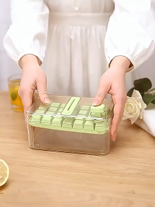 HOVELSHOP Alat Cetakan Es Batu Freezer Silikon 32 Grid Wadah Kotak Transparan Container Push Box Ice Cube