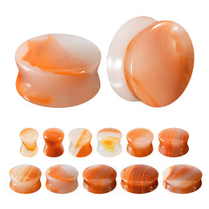 2-24PCS New Red & Green Agate Stone Double Flared Ear Plugs & Tunnels Solid Strengthened Weight Gauges Piercing Earring 6-30mm