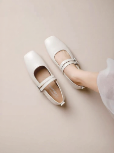 Warrior | Shallow Toe Flat Shoes For Dresses White
