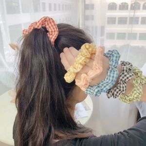 2021 Fashion Korea Flower Lattice Pattern Hair Band Elastic Rubber Band Korean Women Ponytail