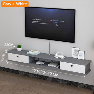 Luking Wall Mounted TV Cabinet Multifunctional StorageTV Stand 100-140cm TV Rack hanging Wall Sturdy Media & TV Storage Console Living Room Suspended with 2 Cabinets & Open Shelves Table Furnitu