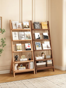 Multi-Layered Floor-Standing Magazine Rack Childrens Picture Book Display Shelf Home Book Storage Rack Bamboo Material