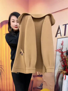 Áo Khoác Len Cardigan Cổ Polo Dài Tay Màu Trơn Cài Nút Cho Phụ Nữ Trung Niên Thời Trang Thu Đông Phong Cách Trung Hoa Mới