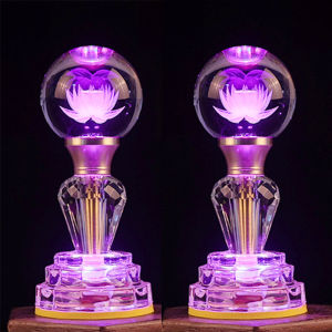 Led Crystal Glass Lotus Buddha Buddha Lamp Colorful Buddha Lamp Fairy Home For Home Buddha Shrine Buddha Hall Plug-in a Pair of Long Lamp