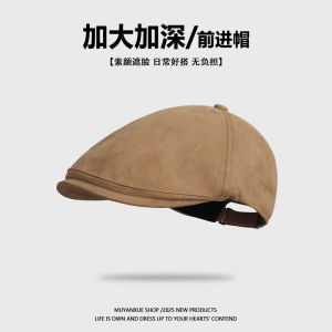 Retro Suede Duckbill Cap Womens Beret Hat Face Slimming 2025 New Style Adjustable round Top Short Brim Foldable Travel Casual