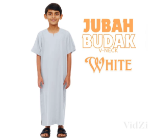 New Arrival Jubah Budak Lelaki V Neck Size-3-4Y to 11-12Y Material-Como Crepe Half Sleeve.