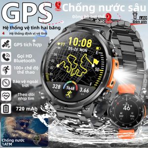Đồng Hồ Thông Minh Thể Thao GPS Nam Mới 2025 Tích Hợp Đèn LED Chống Nước Hỗ Trợ Gọi Bluetooth Theo Dõi Nhịp Tim Theo Dõi Sức Khỏe Tương Thích Với Hệ Điều Hành Android Wear
